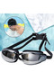 Two pairs of waterproof professional swimming goggles with safety buckles, suitable for water sports - Black - 2