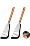Kitchen spatula set with 2 pieces, with wooden handle and silicone head, heat-resistant kitchen utensil, for cooking fish, eggs, steak, pancakes