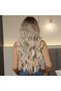 26-inch synthetic hair, long wavy layered wig, gray-gold gradient, heat-resistant synthetic wig, women's style - 2