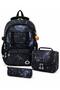 Galaxy Printed Five-Compartment Orthopedic Bag with Accessories, Pen Holder and Thermos Lunch Box School Bag Set