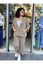 Women's Khaki Dreamcatcher Embroidery Detailed Button Closure Hooded Pocketed Cotton Linen Cardigan