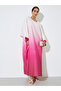 Pink Gradient Printed Batwing Sleeves Kaftan