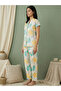 Multi Coloured Floral Print Nightwear Shirt With Matching Pants - 3