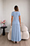 Shimmering Pocketed Pleated Short Sleeve Maxi Dress - 4