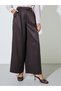 Brown Wide Leg Formal Trousers with Pleat Detail - 2