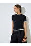 Black Solid Round Neck Contrast Trims T-Shirt