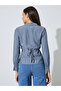 Blue Striped Waist Tie-Up Fitted Shirt - 5