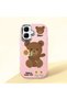Tecno Spark Go 2 Compatible Case Camera Protector Pink Silicone Couple Phone Case Bear Patterned