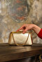Gold Leather Chain Strap Hand Shoulder Evening Dress Wedding Evening Bag - 3