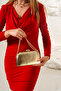 Gold Leather Chain Strap Hand Shoulder Evening Dress Wedding Evening Bag - 6