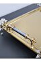 Figured, Metal Handle, Stainless Steel Rectangular Tray Luxury Presentation Tray North Gold-Silver - 2