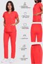 Women's V-Neck Bat Sleeve Powder, Pomegranate Flower, Mustard, Brick, Bitter Green Belinda Fabric Scrubs Set - 6