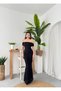 Women's Black Dress Strapless Lace Detailed Off Shoulder Fish Cut Midi - 7