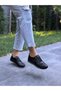 Black Leather Laser Women's Casual Shoes