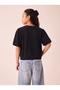Girl's Balloon Sleeve Self-Glitter Chenille Fabric Blouse Black - 3