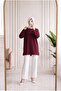 Mahay Heart Embroidered Slit Tunic-Ss13074 Claret Red