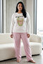 White Patterned Cotton Lycra Large Size Oversized Knitted Pajama Set26240897 - 2