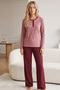 Dried Rose Patterned Buttoned Cotton Lycra Knitted Pajama Set26240348 - 2