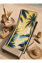 Retro Yellow Navy Blue Palm Tropical Beach Patterned 70X150 Beach Towel - Cotton Bath Towel - 4