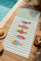 Cute Colorful Fishes Pink Striped Summer Patterned 70X150 Beach Towel - Cotton Bath Towel - 3