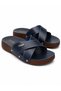 Women's Navy Blue Cross-Strapped Thick Sole Daily Comfortable Summer Slippers - 3