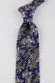 Navy Blue Beige Shawl Pattern Italian Silk Pleated Tie Est211 - 3