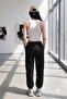 Women's Black Summer Elastic Waist Sweatpants - 3