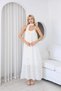 Strappy Linen Embroidered Dress with Scarf Detail White - 3