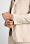 Beige Slim Pointed Collar Plain Dobby Covered Pocket 6 Drop Vest Suit - 6