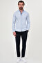 Striped Slim Fit Long Sleeve Men's Shirt Navy Blue - 27153.26Y - 3