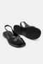 Women's Black Patent Leather Daily Sandals with Mesh Detail and Buckle, Elastic Back - 6