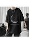 Mi̇ngalondon Crescent Saturn Printed Black Unisex Oversize T-Shirt - 4
