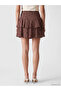 Lcw Vision Ecru Elastic Waist Patterned Layered Mini Skirt with Shorts - 4