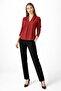V-Neck Shoulder Pleated Long Sleeve Blouse-Tile - 3502100 - 5
