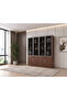 Wooden File Cabinet with 4 Doors, Light Brown