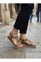 Beaded Embroidered Elastic Flat Sole Anatomical Women's Daily Sandals - 2