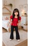 Girls' Spanish-Cut Black Leggings – Elastic Fabric Comfortable Fit Casual and Sports Leggings