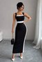 Women's Strappy Geometric Collar Ribbon Detailed Long Diver Dress - 3
