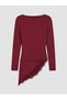 Alita City with a Difference from the Lcw Vision, Bordo Ribana Plain Boat Neck Long Sleeve Women's Blouse - 5