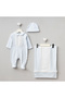 Organic 100% Cotton Fabric 3-Piece Hospital Discharge Set Blanket Jumpsuit Hat 0-3 Months Newborn