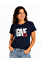 Never Give up Premium Unisex T-Shirt 100% Cotton Modern Navy Blue T-Shirt - 2