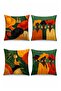 Colorful Clothing Abstract Girls Patterned 4-Piece Throw Pillow Cover Set - 3