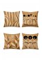 Coffee Tone Abstract Girls Patterned 4-Piece Throw Pillow Cover Set - 3