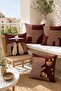 Abstract Girls Patterned 4-Piece Throw Pillow Cover Set in Burgundy Tones - 2