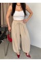 Women's Beige Pocket Modal Parachute Pants - 2