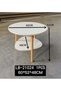 Modern Round Coffee Table 60x52x48cm, Two-Tier Side Table with Elegant White Tabletop and Wooden Legs, Stylish Space-Saving Furniture for Living Room, Bedroom, Lounge, Office and Home Déc - 2
