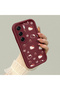 Tecno Camon 40 Compatible Burgundy Color Cute Cat Cherry and Bow Pattern Silicone Case