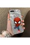حافظة هاتف متوافقة مع هاتف iPhone 8 Plus مصنوعة من السيليكون بنمط الرجل العنكبوت وحافة خلفية صلبة - 3