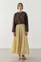 Basic Long Sleeve T-Shirt with Front Stitching in Brown - 6