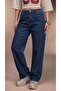 Dark Blue Jeans Trousers Oversized Size Elastic Waist - 6